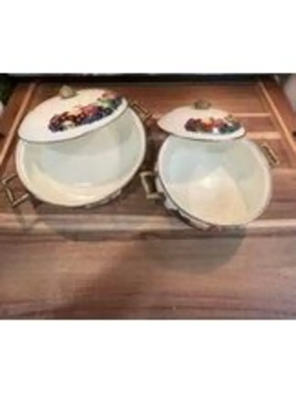 VTG Vintage Lincoware Orchard Royale enamelware casserole dishes